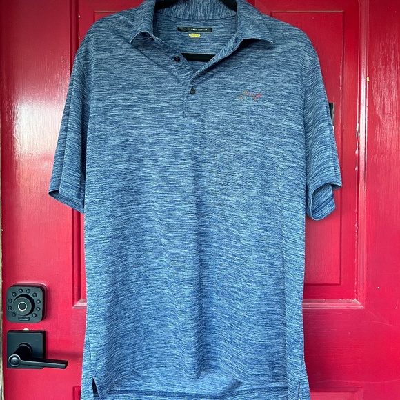 Large Blue Short Sleeve Button Up Polo Greg Norman - Picture 1 of 8